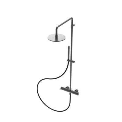 Waterevolution Flow thermostatic shower combination with rain shower PVD Gun Metal 250mm T141TNR25GME