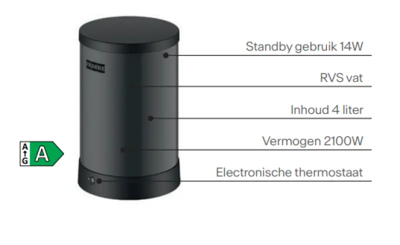Franke Maris water hub 4L caldera 3-1 con grifo de agua hirviendo mecánico Twist de acero inoxidable 160.0711.523