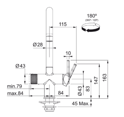Franke Maris water hub 4L boiler 3-in-1 with Twist mechanical boiling water tap stainless steel with water hub mixer set 1208967858