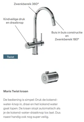 Franke Maris water hub 4L boiler 3-in-1 with Twist mechanical boiling water tap stainless steel with water hub bypass 1208967859