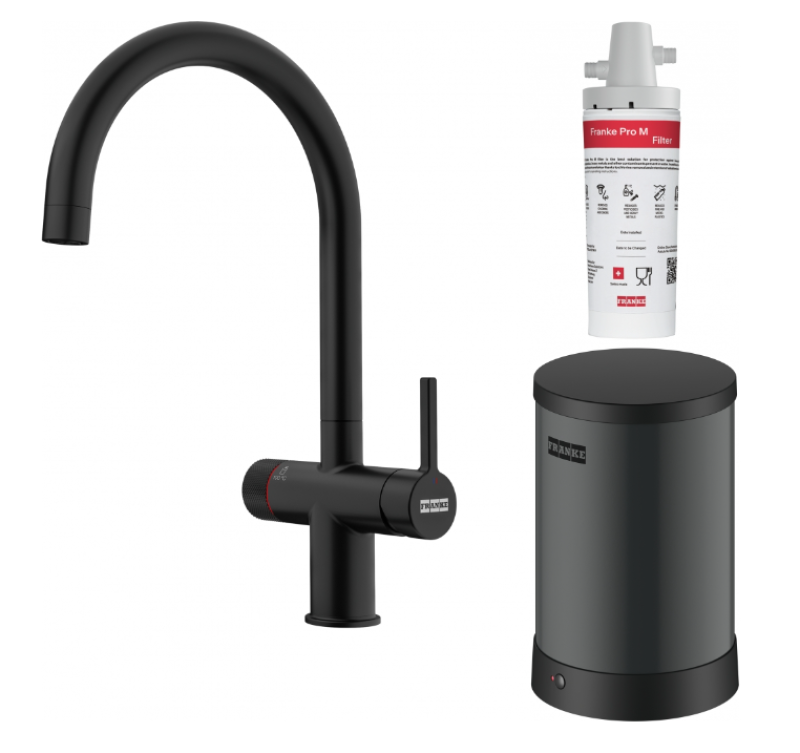 Franke Maris waterhub 4L boiler 3-1 con grifo de agua hirviendo mecánico Twist negro mate 160.0705.411