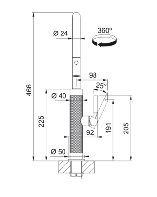 Franke Mythos Masterpiece Kitchen Faucet Anthracite with J-Spout and Pull-Out Spray Head - 115.0711.555