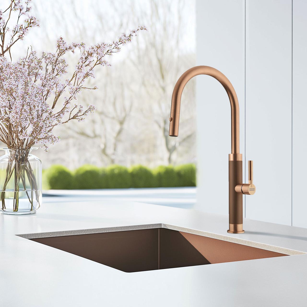 Franke Mythos Masterpiece Grifo de Cocina Cobre con Caño en J y Ducha Extraíble - 115.0711.557