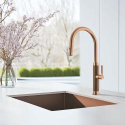 Franke Mythos Masterpiece Grifo de Cocina Cobre con Caño en J y Ducha Extraíble - 115.0711.557