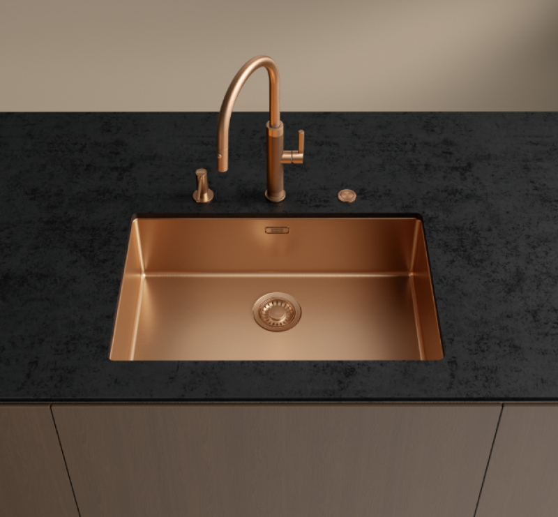 Franke Mythos Masterpiece Grifo de Cocina Cobre con Caño en J y Ducha Extraíble - 115.0711.557