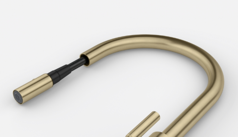 Franke Mythos Masterpiece Grifo de Cocina Dorado con Caño en J y Ducha Extraíble - 115.0711.558