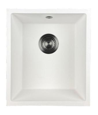 GraniteMy Universal White Granite Sink 34x40 cm white top-mount under-mount and flush-mount with gun metal plug 1208967904