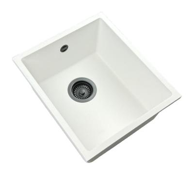 GraniteMy Universal White Granite Sink 34x40 cm white top-mount under-mount and flush-mount with gun metal plug 1208967904