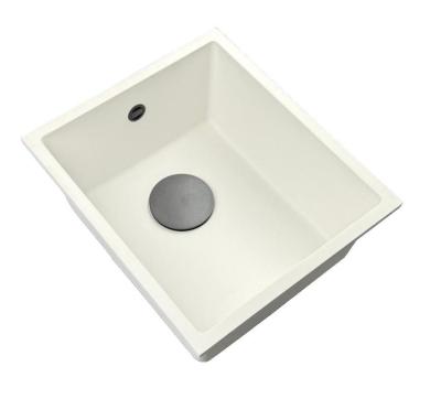 GraniteMy Universal White Granite Sink 34x40 cm white top-mount under-mount and flush-mount with gun metal plug 1208967904