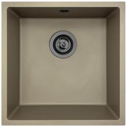 GraniteMy Universal Taupe Fregadero de Granito 40x40 cm sobre encimera, bajo encimera y encimera plana con tapón de metal de arma - 1208967913