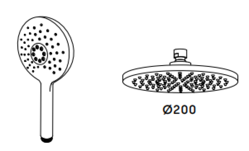 Waterevolution Flow grifo de ducha de tres vías con ducha principal y ducha de mano redonda cromo T131NR01