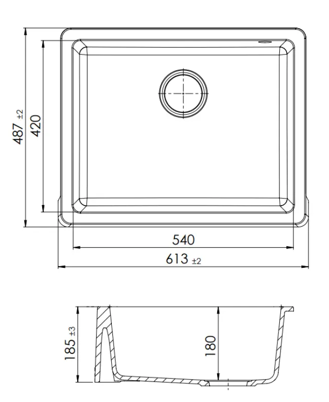 GraniteMy Tradition Fregadero de Campo de Granito 60x48 cm Blanco Instalación Bajo Encimera y A Nivel con tapón color Gun metal (Gris plomo) 1208967944