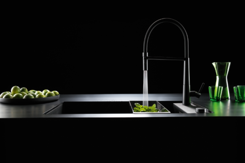 Franke Icon Monomando para Fregadero con Ducha Extraíble Flexible, Negro 115.0690.598