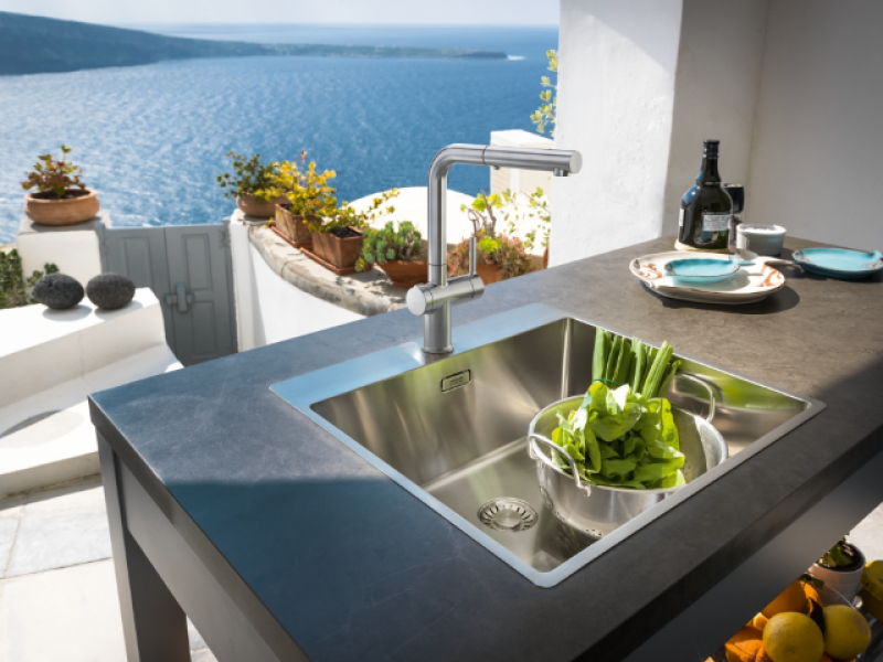 Franke Active Twist Monomando Acabado en Acero Inoxidable con Caño Extraíble y Control de Desagüe Integrado 115.0653.505