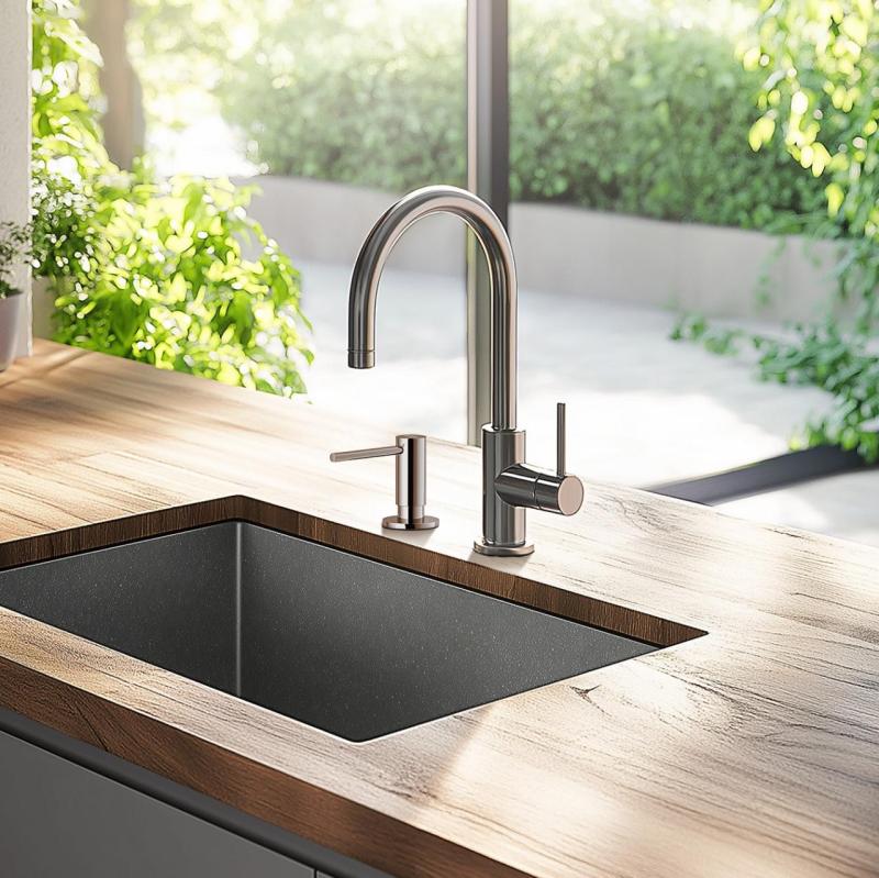 Franke Active dispensador de jabón empotrado para cocina de granito Stone Grey Gris 112.0633.078