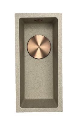 GraniteMy Universal granite beige sand small sink 17x40 cm for top-mount, undermount, and flush-mount installation with copper plug 1208968004