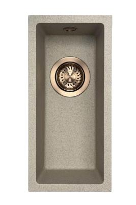 GraniteMy Universal granite beige sand small sink 17x40 cm for top-mount, undermount, and flush-mount installation with copper plug 1208968004