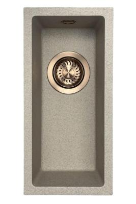GraniteMy Universal granite beige sand small sink 17x40 cm for top-mount, undermount, and flush-mount installation with copper plug 1208968004