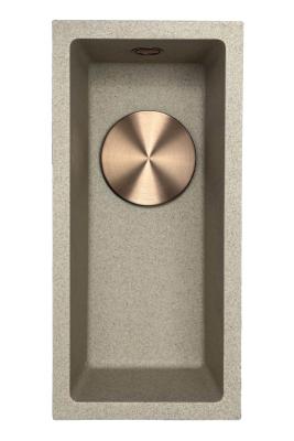 GraniteMy Universal granite beige sand small sink 17x40 cm for top-mount, undermount, and flush-mount installation with copper plug 1208968004