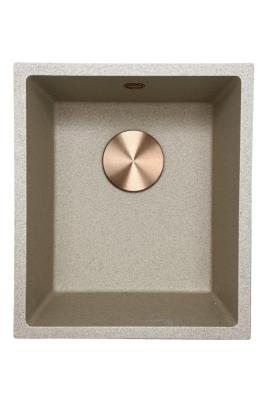 GraniteMy Universal granite beige sand sink 34x40 cm for top-mount, under-mount, and flush-mount installation with copper plug 1208968009