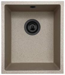 GraniteMy Universal fregadero de arena beige de granito 34x40 cm montaje superior, empotrado y al ras con tapón negro 1208968010