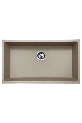 GraniteMy Universal granite beige sand sink 74x40 cm for top-mount, undermount, and flush-mount installations with stainless steel plug 1208968017