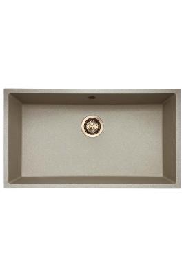 GraniteMy Universal granite beige sand sink 74x40 cm for top-mount, undermount, and flush-mount installation with copper plug 1208968019
