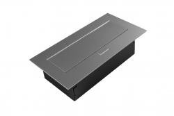 Enchufe para muebles 2x enchufe con toma de tierra, USB A+C, cable de alimentación con enchufe, alu