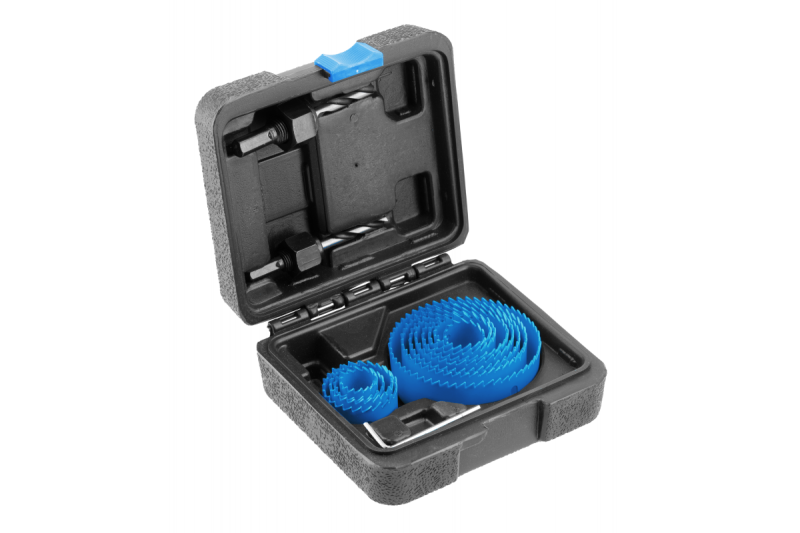 Hoegert Juego de sierras de perforación de acero al carbono de 14 piezas.