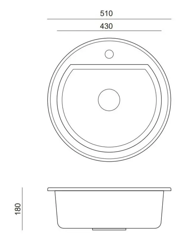 Quadri Norwich Fregadero Redondo de Granito Gris 51 cm de Sobremesa - 1208969496