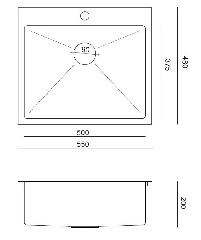 Aquadesign Clara Fregadero Dorado 55x48cm Sobreponer o Empotrar con Banco para Grifo y Tapón Dorado - 1208969504