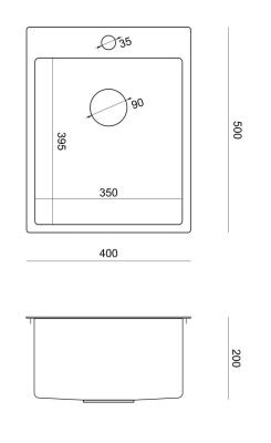 Aquadesign Clara Fregadero Oro 40x50cm Instalación Sobremesa o Enrasada con Banco para Grifo y Tapón Dorado - 1208969506