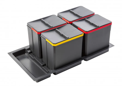 Garbi Basket B-90-T-4 Waste Sorting System for 90cm Drawer - Includes Holder and 4 x 15 Liter Waste Bins 1208969545