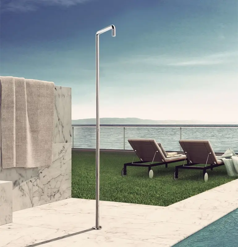 Waterevolution Flow ducha de piscina columna de ducha solo agua fría color Gun metal ( Gris plomo) cepillado T145GME