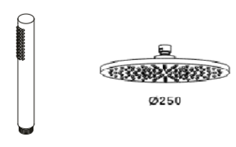 Revolución de agua: Grifo mezclador de ducha termostático de tres vías con ducha de mano y de cabeza de acero inoxidable 250mm T131TN25IE