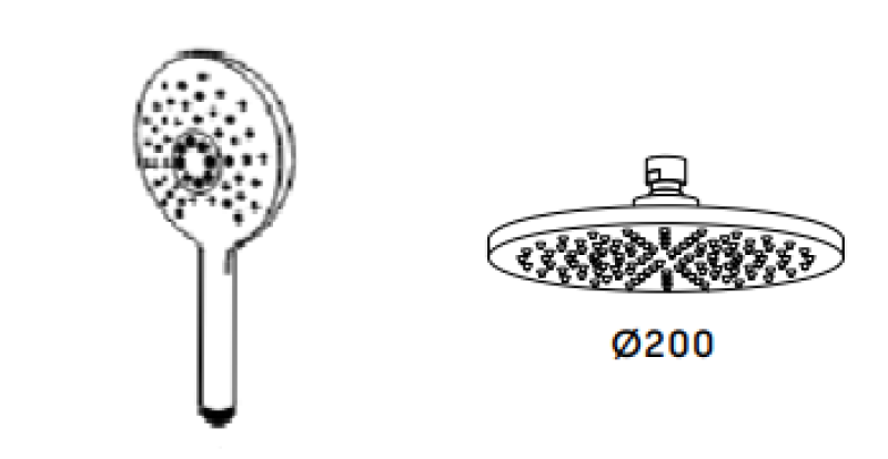 Waterevolution Flow grifo de ducha termostático de tres vías con ducha principal y ducha de mano redonda cromo T131TNR01