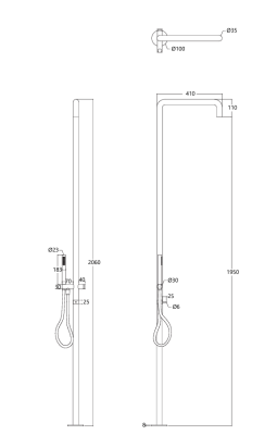 Waterevolution Flow shower column with mixer tap and hand shower Light Gold T147WGE
