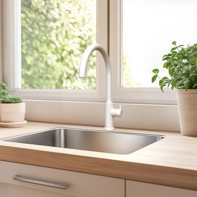 Waterevolution Flow kitchen mixer tap with round swivel spout white T158UBR