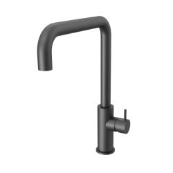 Waterevolution Flow grifo de cocina con caño giratorio en ángulo, acabado en color Gun metal (Gris plomo) T158HGME