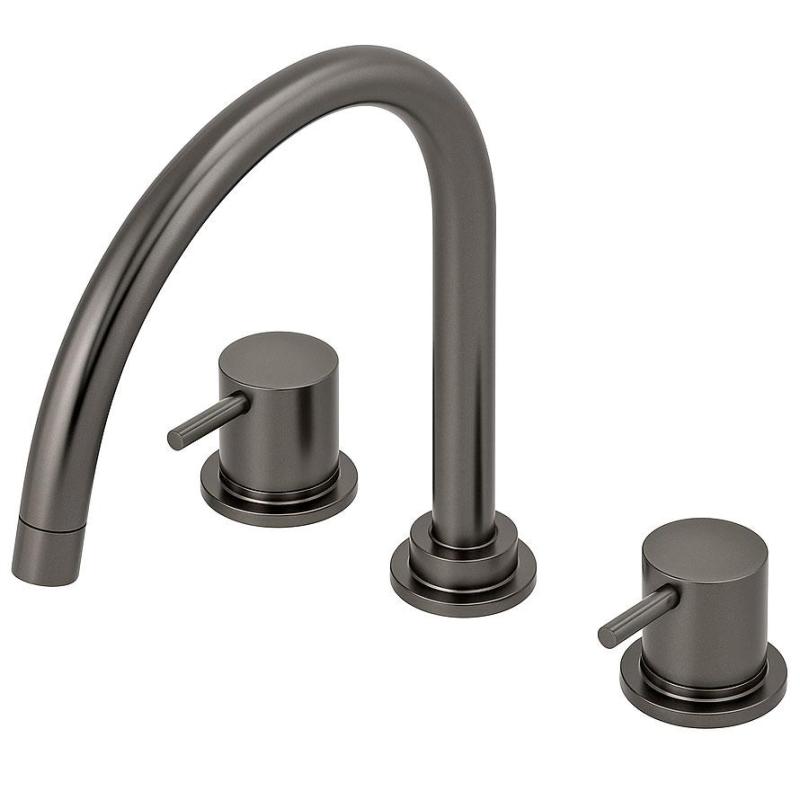 Revolución del Agua: Grifo de cocina de 3 agujeros Flow con pico giratorio y conexión para agua filtrada en color Gun metal (Gris plomo) T152UGME