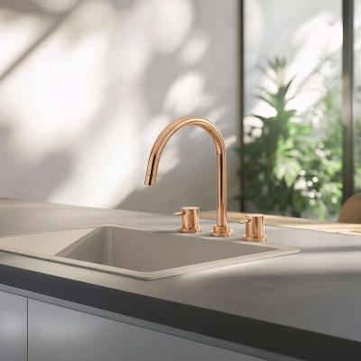Waterevolution Flow 3-hole kitchen mixer tap with swivel spout and filtered water connection copper T152UCPE