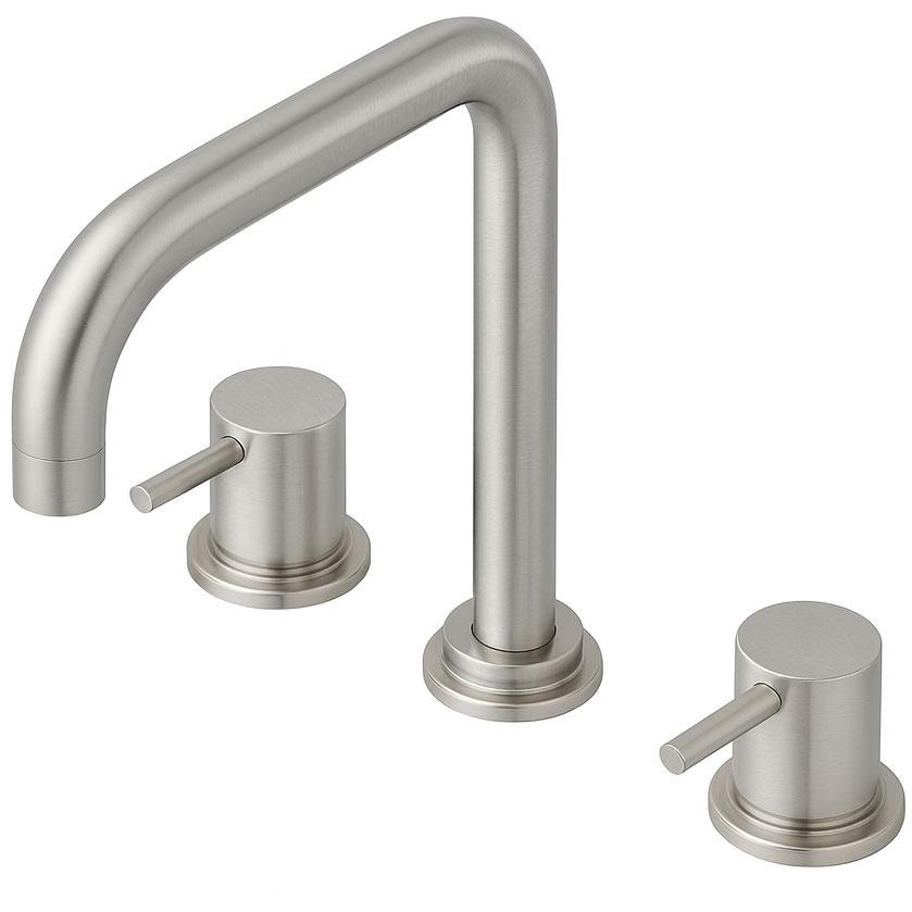 Waterevolution Flow grifo de cocina angular de 3 agujeros con caño giratorio y conexión para agua filtrada de acero inoxidable T152HIE