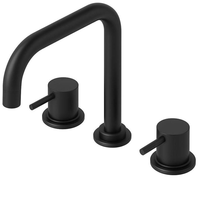 Waterevolution Flow grifo de cocina angular de 3 orificios con caño giratorio y conexión para agua filtrada negro T152HPR
