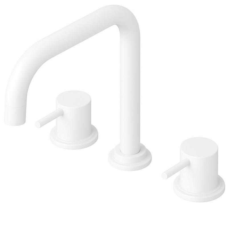 Waterevolution Flow grifo de cocina de 3 agujeros en ángulo con caño giratorio y conexión para agua filtrada blanco T152HBR