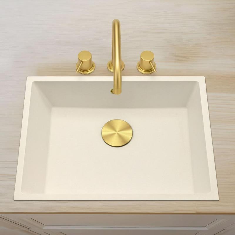 Waterevolution Flow grifo de cocina de 3 agujeros en ángulo con caño giratorio y conexión para agua filtrada light gold T152HWGE