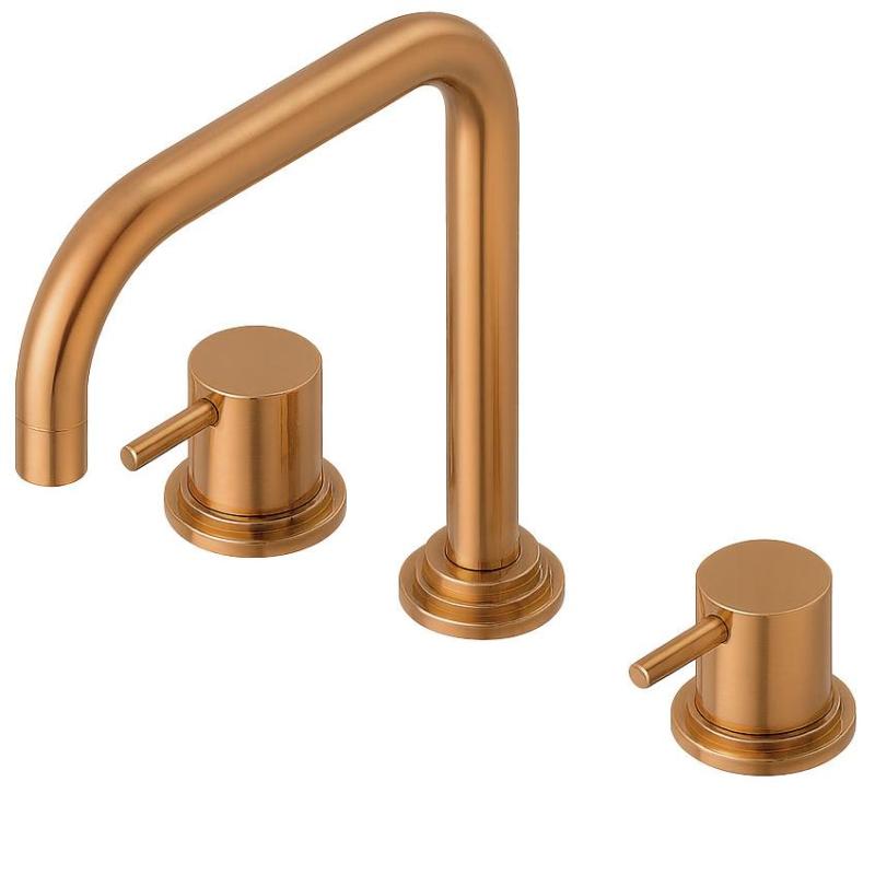 Waterevolution Flow grifo de cocina angular de 3 orificios con caño giratorio y conexión para agua filtrada cobre T152HCPE