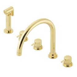 Waterevolution Flow grifo de cocina de 5 agujeros con rociador extraíble y conexión para agua filtrada en oro claro T154UWGE