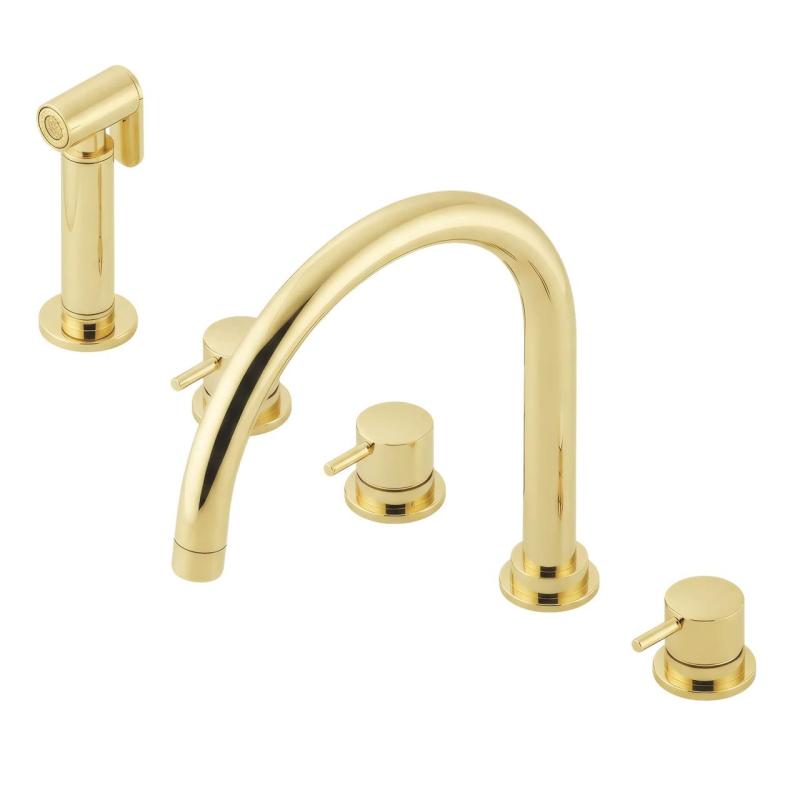 Waterevolution Flow grifo de cocina de 5 agujeros con rociador extraíble y conexión para agua filtrada en oro claro T154UWGE