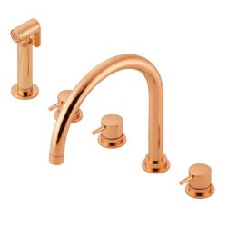 Waterevolution Flow grifo de cocina de 5 orificios con rociador extraíble y conexión de agua filtrada cobre T154UCPE