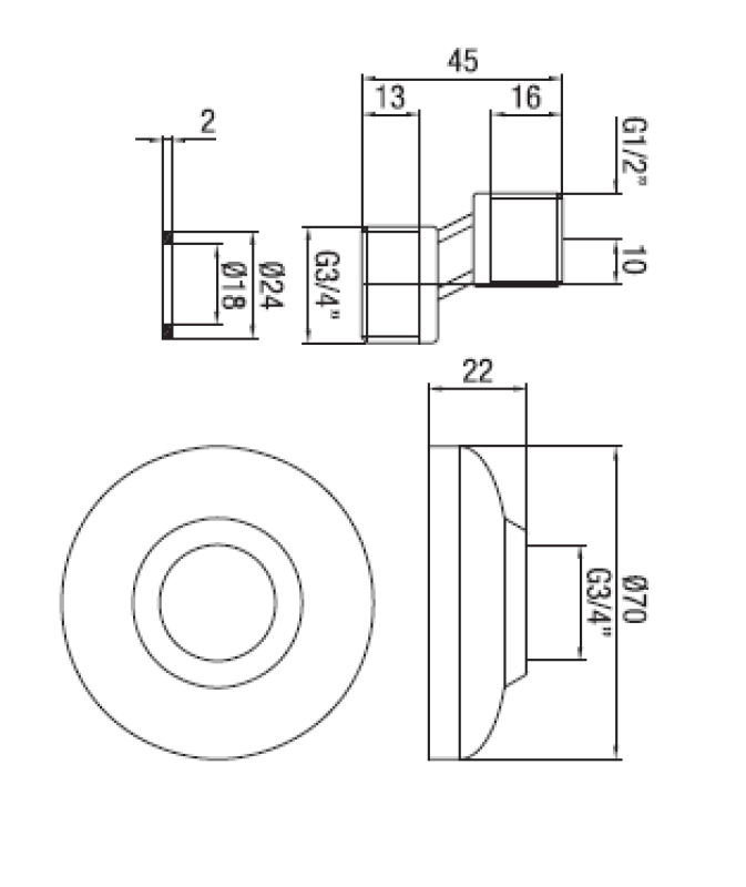 Acoplamiento PB S acero inoxidable 10mm Clásico Excéntrico 1/2” x 3/4” 1208969849